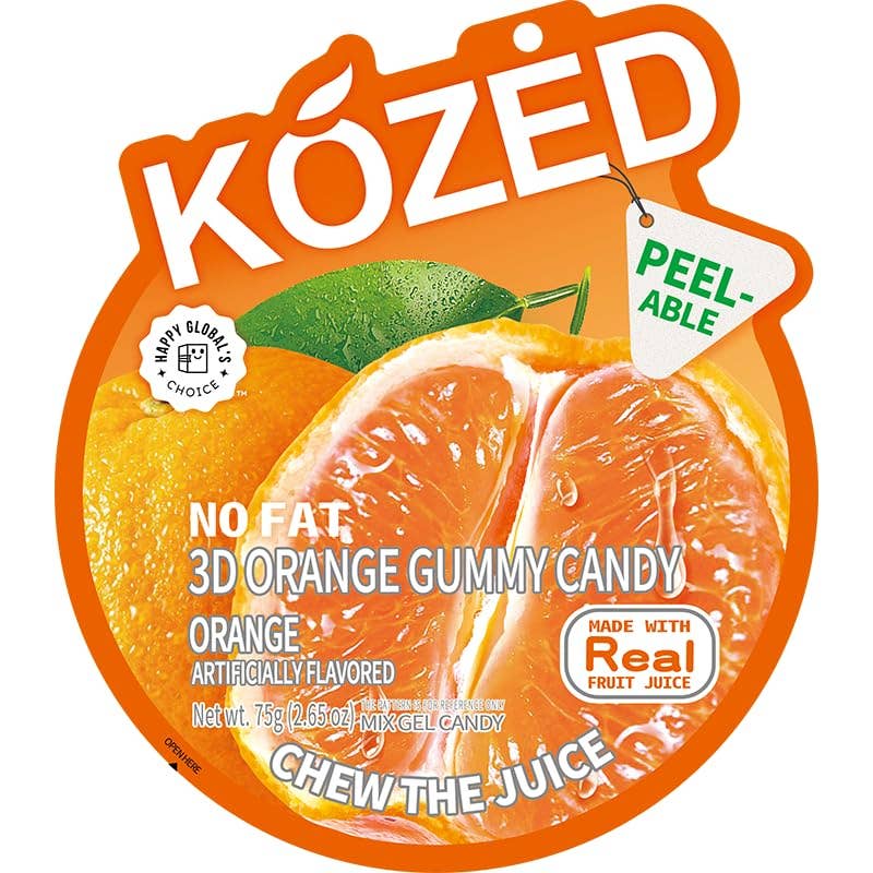 KOZED 3D Orange Juice Filled Peelable Candy 2.64 Oz