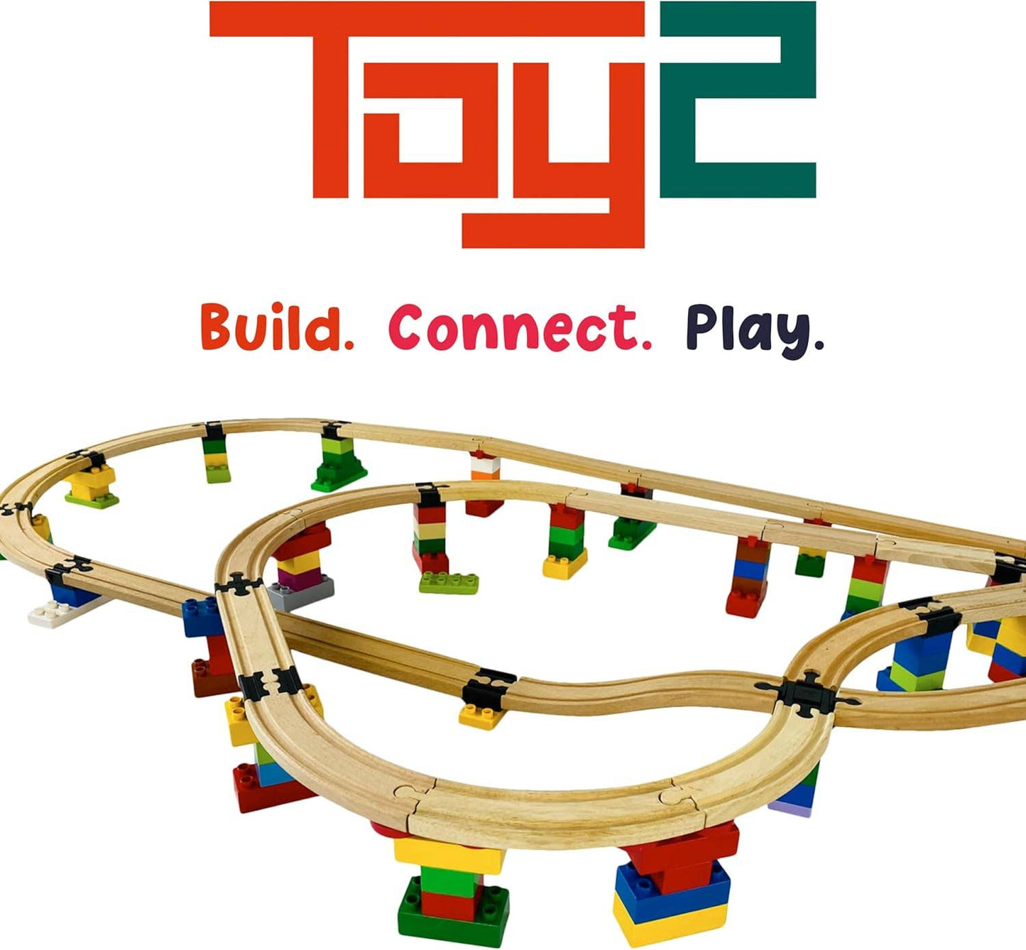 20pc Wooden Slope Train Track Accessories