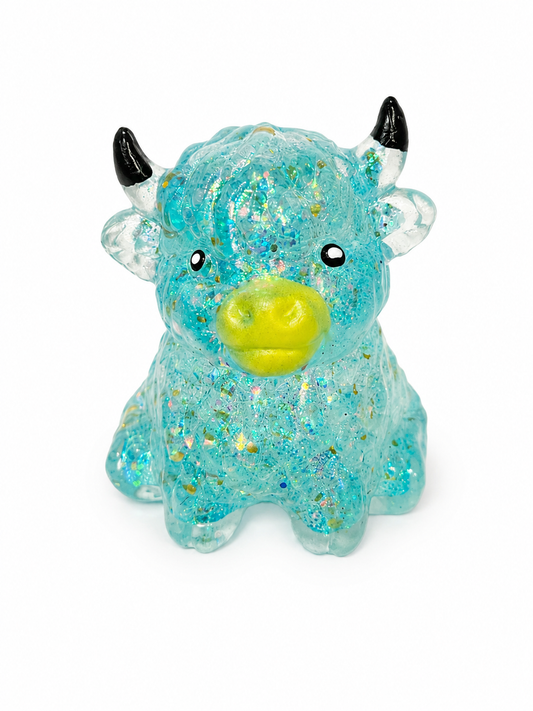 Cute Pinch Glitter Highland Bull Squishy