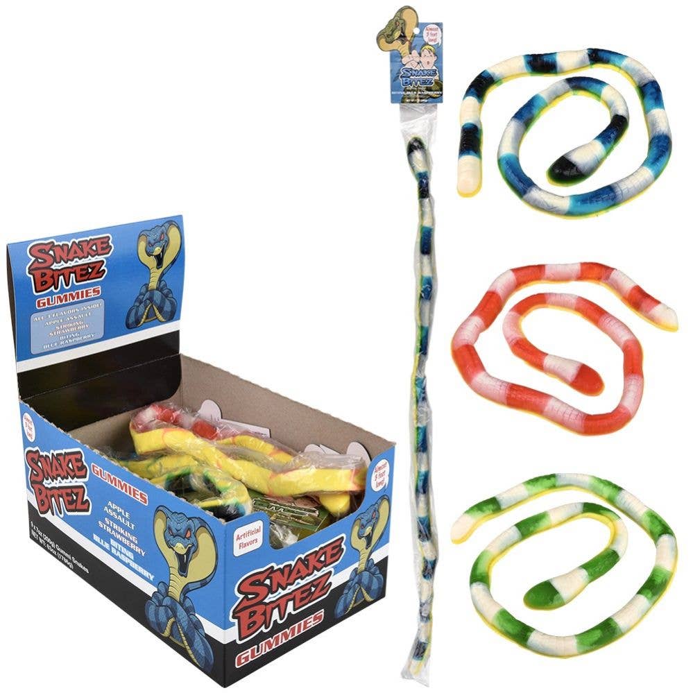 Snake Bitez Gummy 3 Feet Long Wrapped 7oz 9 ct Tray