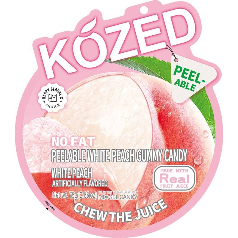 KOZED 3D White Peach Juice Filled Peelable Candy 2.64 Oz
