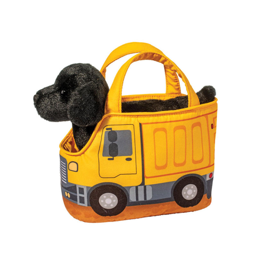 Construction Truck Pet Sak w/ Black Lab