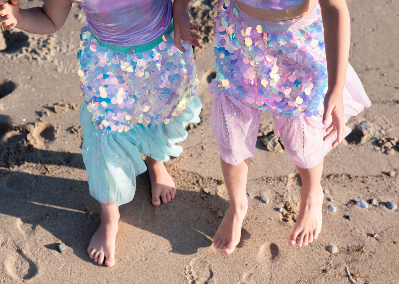 Pink Bling Bling Mermaid Skirt & Hairclip Set
