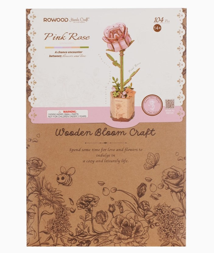 Pink Rose 3d Wooden Puzzle