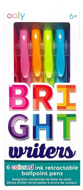 Bright Writers Colored Ink Retractable Ballpoint Pens