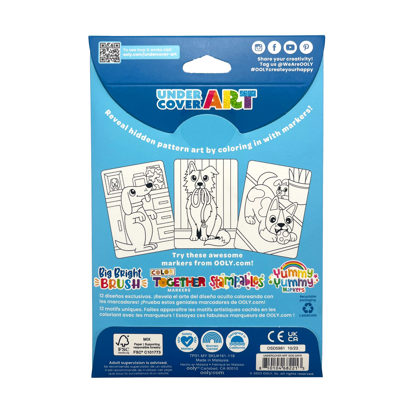 Dog Days Undercover Art Hidden Pattern Coloring Activity Art Cards (Ooly)
