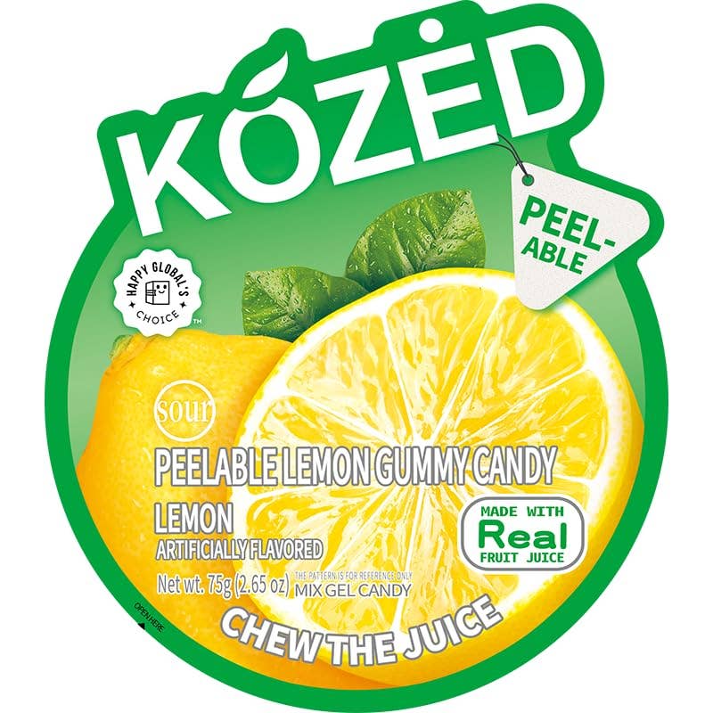 KOZED 3D Sour Lemon Juice Filled Peelable Candy 2.64 Oz