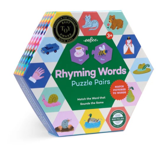 Rhyming Words Hexagon Puzzle Pairs (eeBoo)