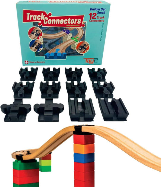 12pk Wooden Track Connectors Builder Set
