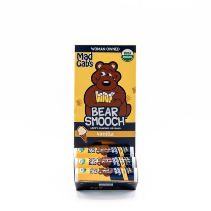 24pc Organic Bear Smooch Vanilla Lip Balm POP