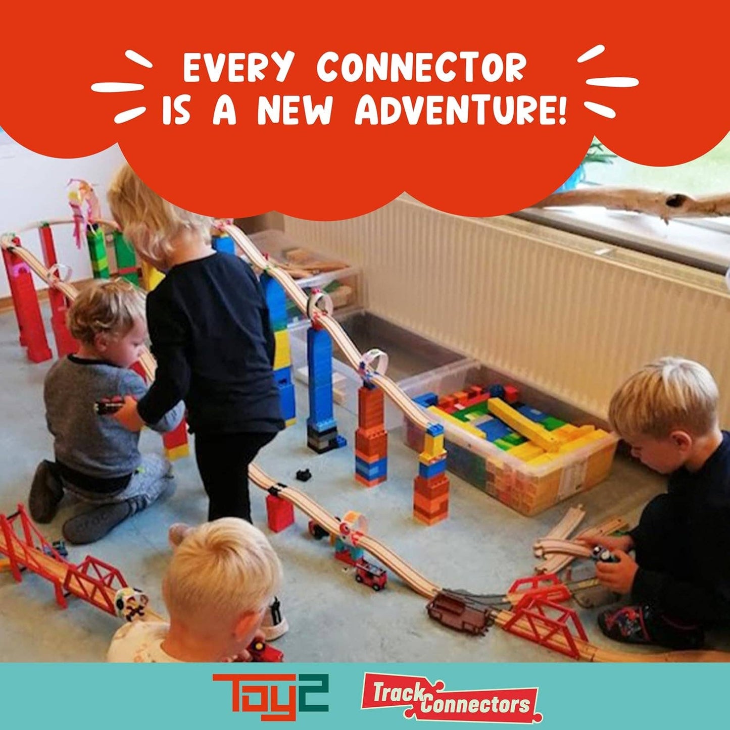 12pk Wooden Track Connectors Builder Set