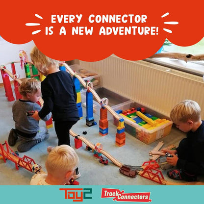 12pk Wooden Track Connectors Builder Set