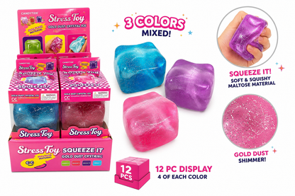 Gold Dust Crystal Ice Stress Toy Cube