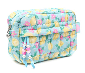 Quilted Scrunchies Lemon Floral Printed Pouch