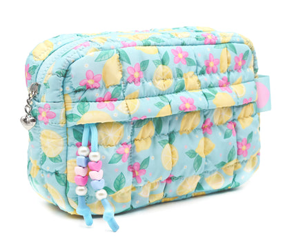 Quilted Scrunchies Lemon Floral Printed Pouch