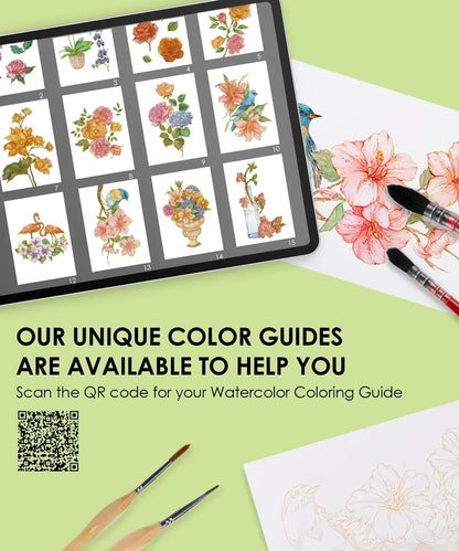 Floral-Themed Watercolor Coloring Book