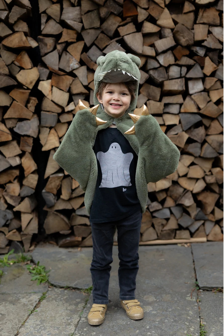 T-Rex Cuddle Cape, Green (Size 3-4)
