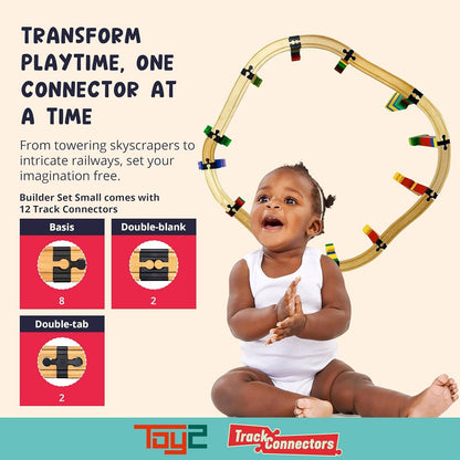 12pk Wooden Track Connectors Builder Set
