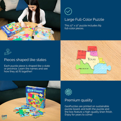 USA + Canada GeoPuzzle - 69 pieces