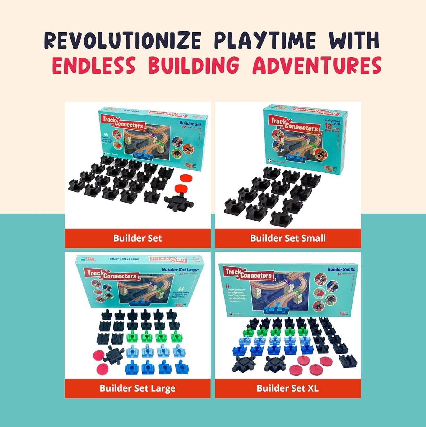 12pk Wooden Track Connectors Builder Set