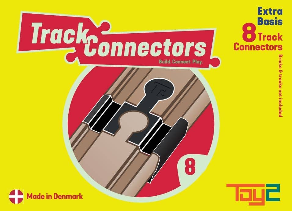 8pc Wooden Train Track Connectors for Duplo and Brio