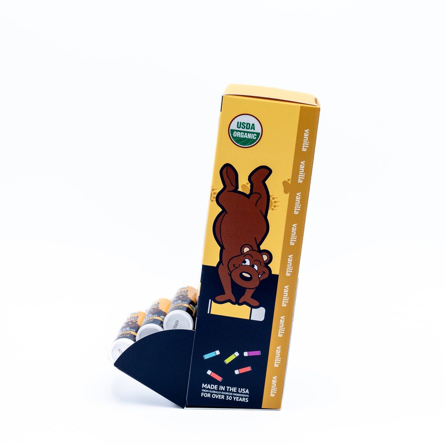 24pc Organic Bear Smooch Vanilla Lip Balm POP
