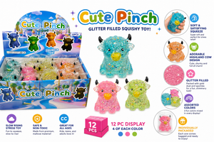 Cute Pinch Glitter Highland Bull Squishy