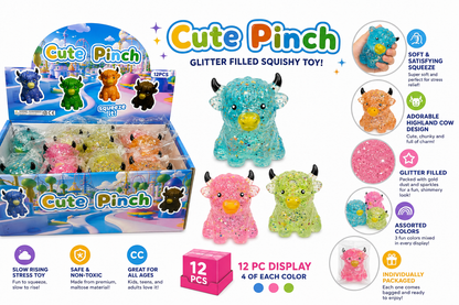 Cute Pinch Glitter Highland Bull Squishy