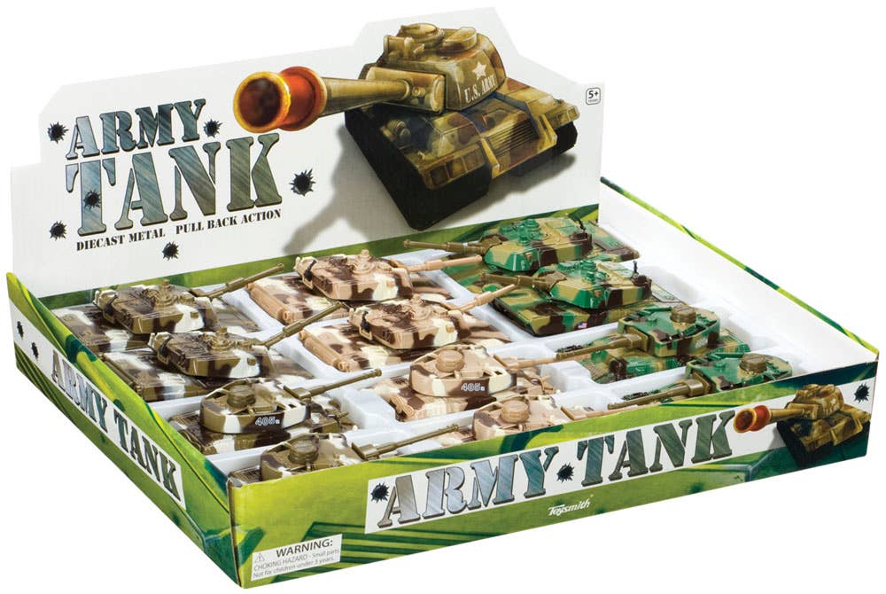 Pull Back Army Tanks, Assorted, 4.5"
