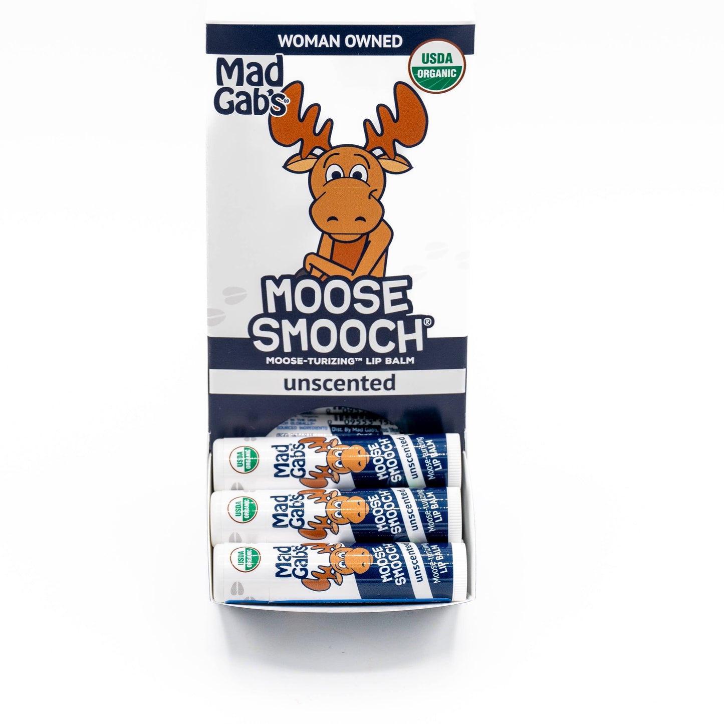 24pc Organic Moose Smooch Unscented Lip Balm POP