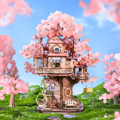 DIY Wooden Puzzle: Sakura Tree House