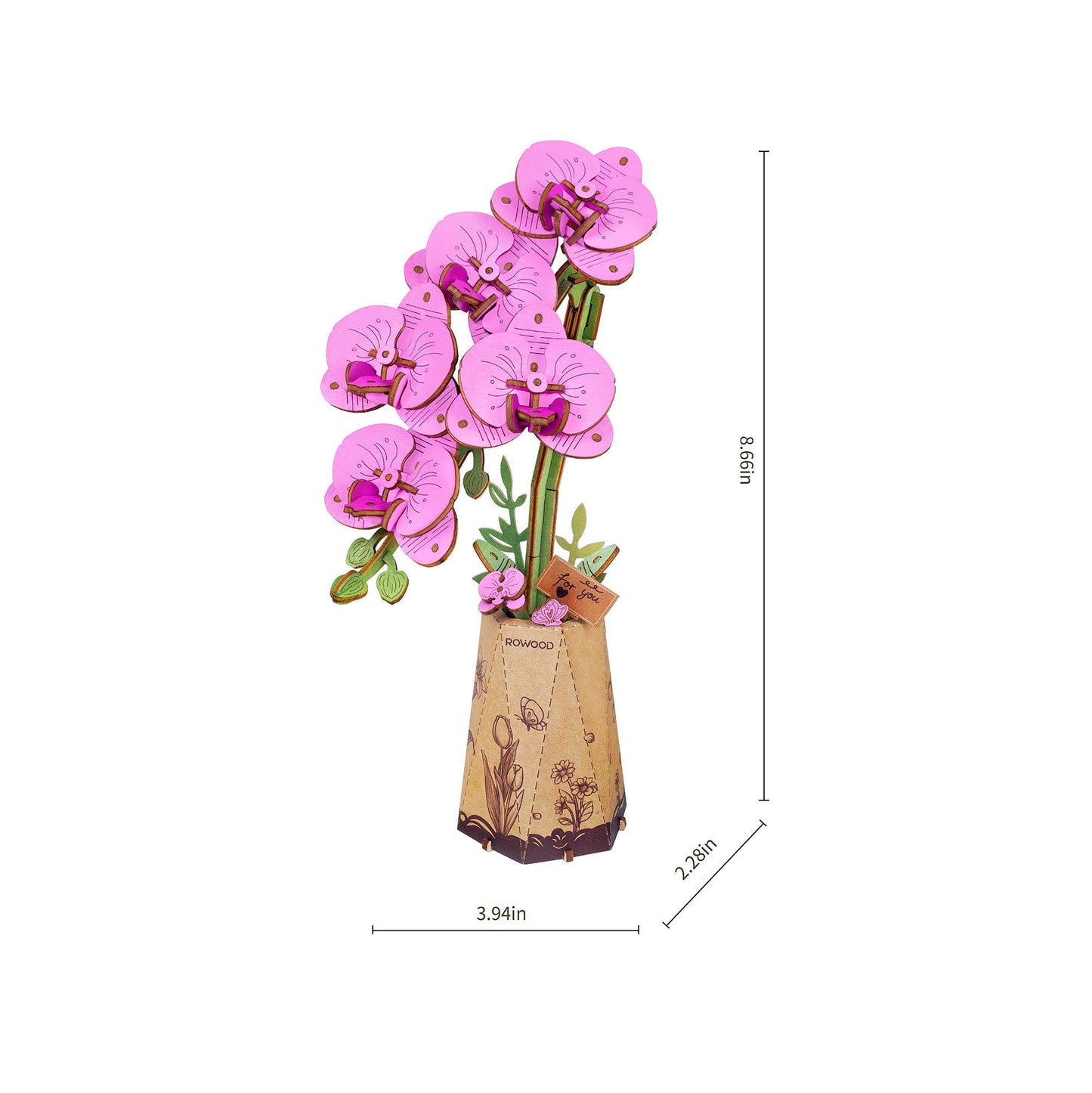 Purple Moth Orchid 3D Wooden Flower Puzzle