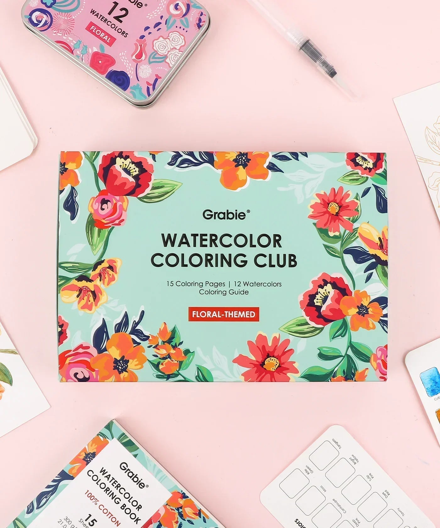 Floral-Themed Watercolor Coloring Book