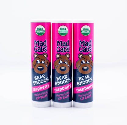 24pc Organic Bear Smooch Raspberry Lip Balm POP