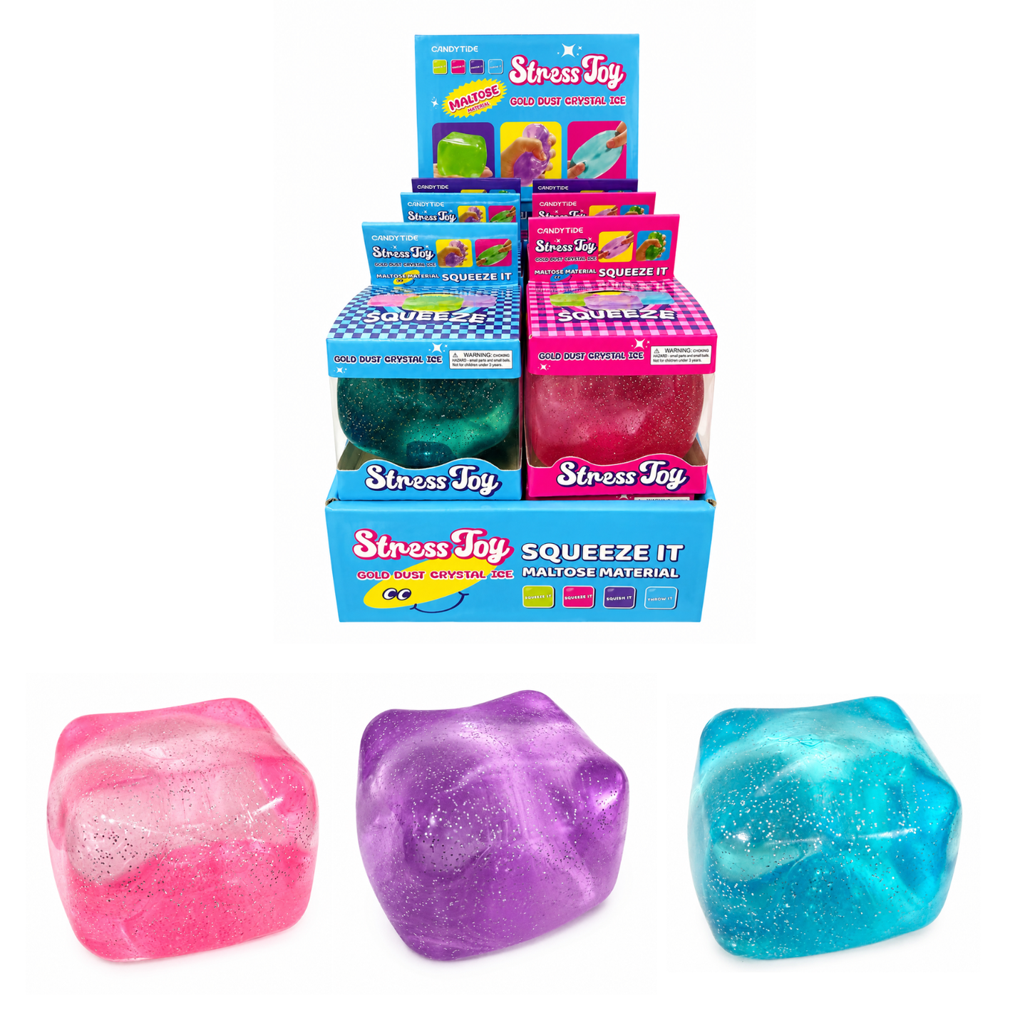 Gold Dust Crystal Ice Stress Toy Cube
