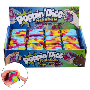 Poppin Dice - Rainbow Satisfying Fidget Toy, Rainbow Colors