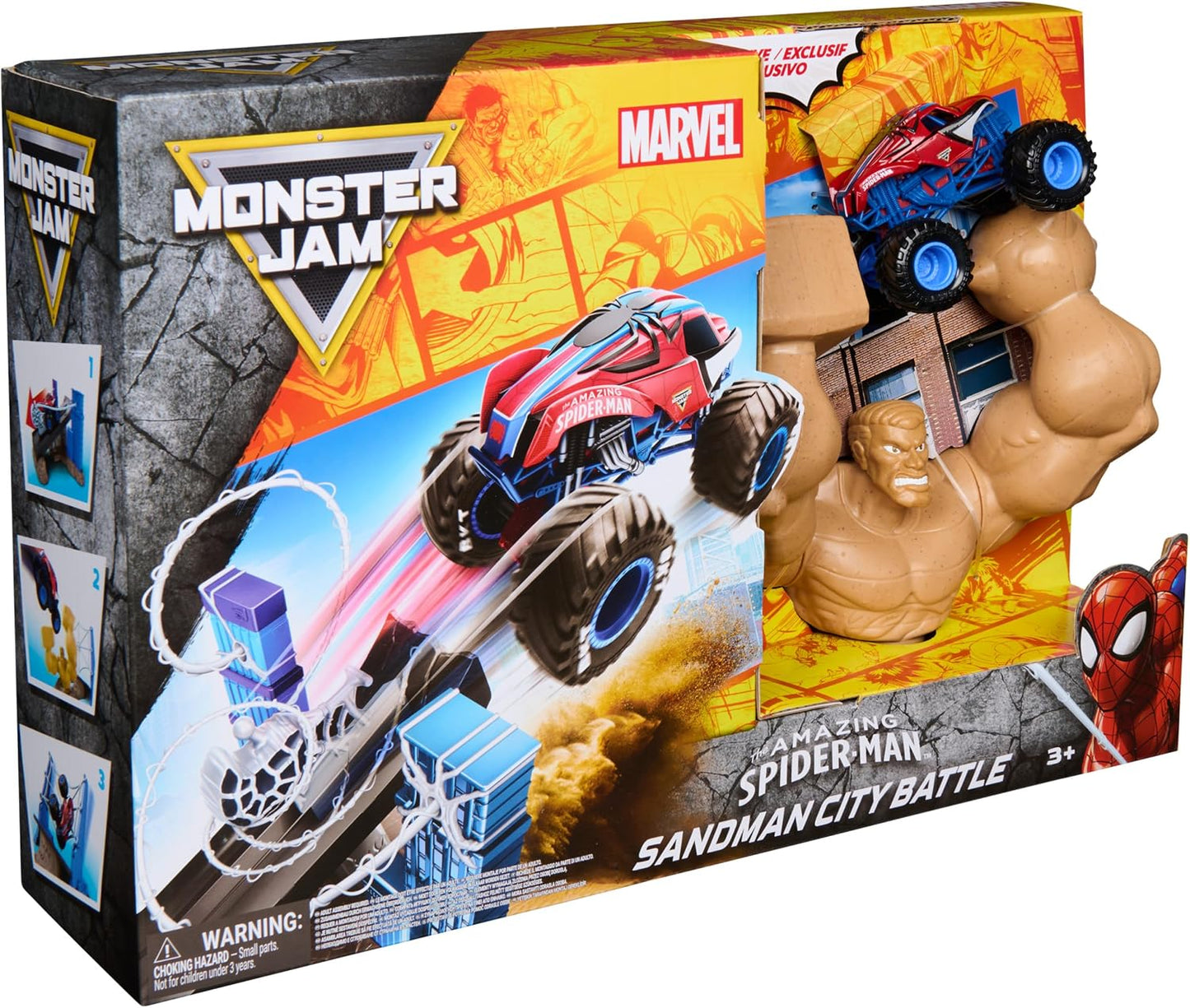 Monster Jam Spiderman Sandman City Battle Playset
