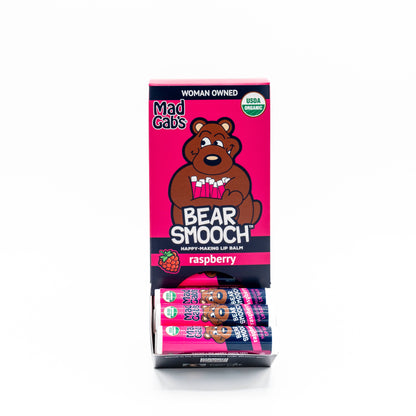 24pc Organic Bear Smooch Raspberry Lip Balm POP