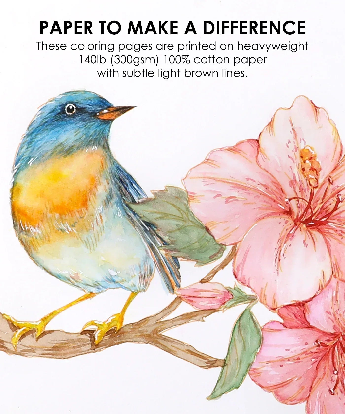 Floral-Themed Watercolor Coloring Book
