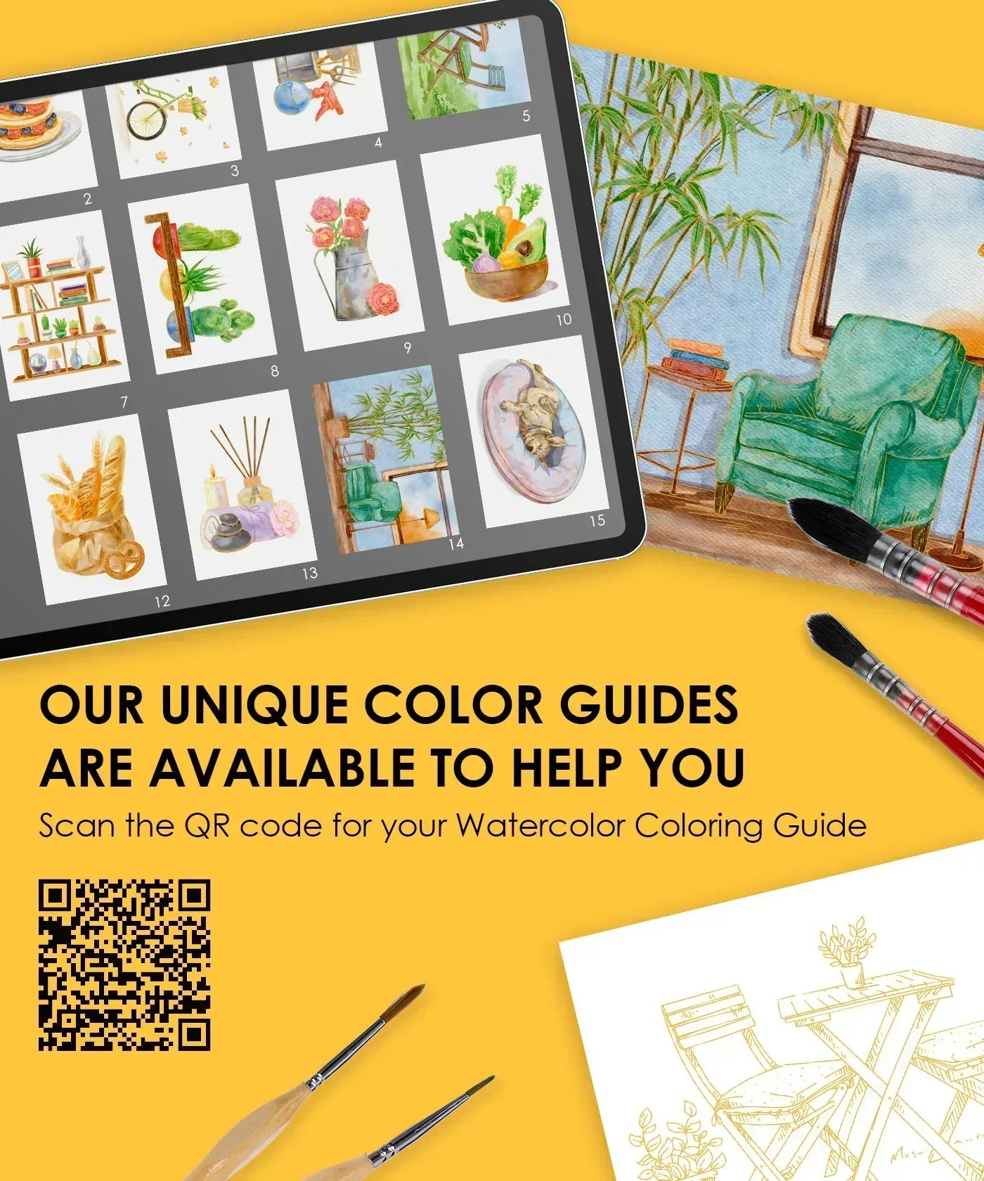 Essential-Themed Watercolor Coloring Book