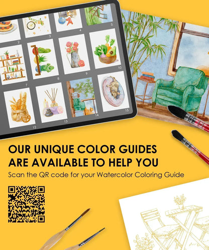 Essential-Themed Watercolor Coloring Book