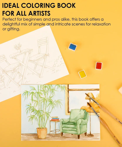 Essential-Themed Watercolor Coloring Book