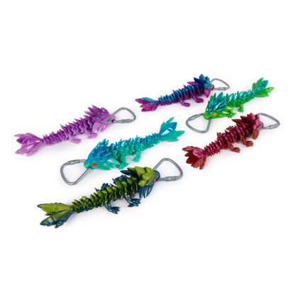 CrystaLynx 6-inch Articulated Dragon with Carabiner Clip