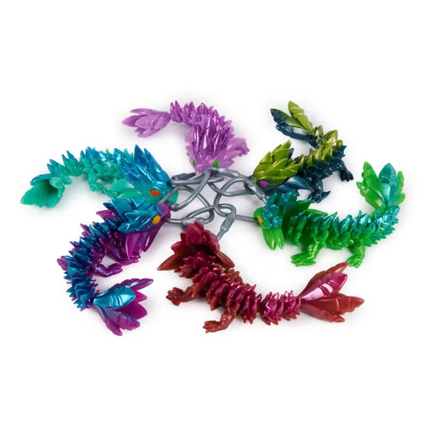 CrystaLynx 6-inch Articulated Dragon with Carabiner Clip