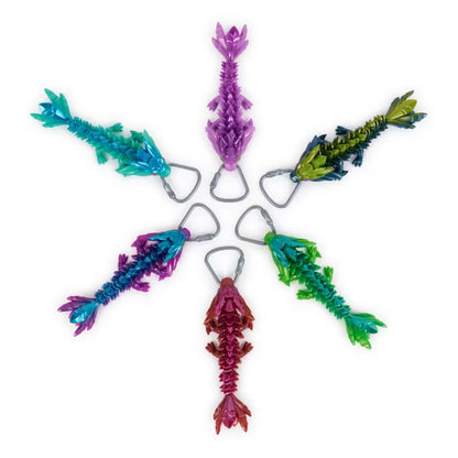 CrystaLynx 6-inch Articulated Dragon with Carabiner Clip