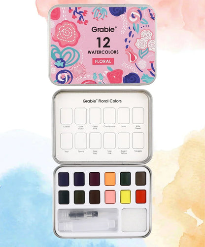 Watercolor Pocket Set of 12 with Brush - Floral Colors