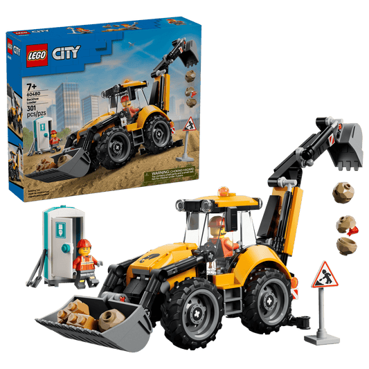 Yellow Backhoe Loader
