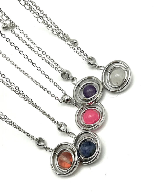 Fidget Gemstone Spinner Necklace