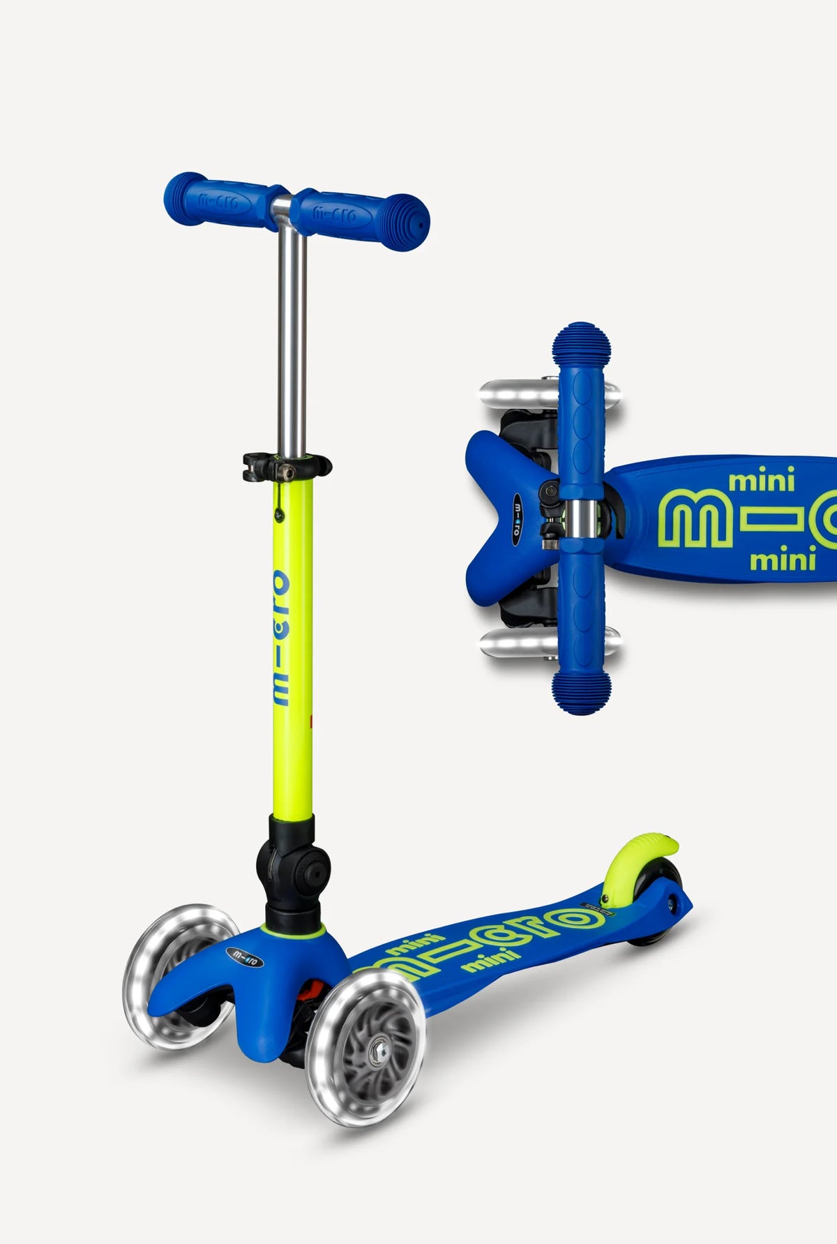 Neon Canary Yellow Micro Mini LED Scooter - Foldable
