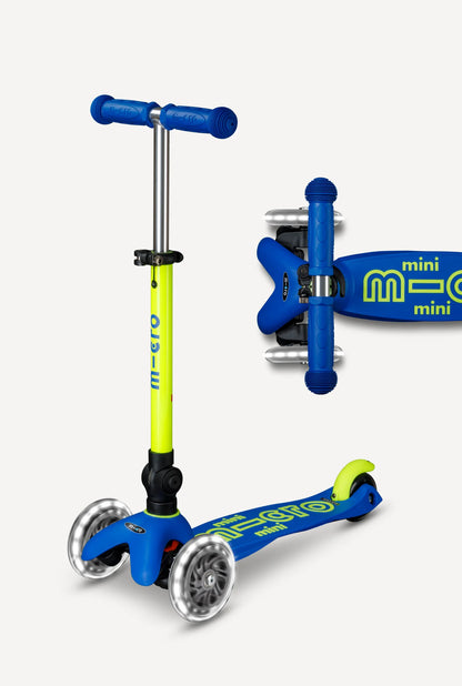 Neon Canary Yellow Micro Mini LED Scooter - Foldable